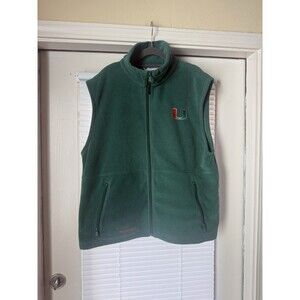 Miami Hurricanes Men's Columbia Fleece Vest Zip Up Jacket Green Large